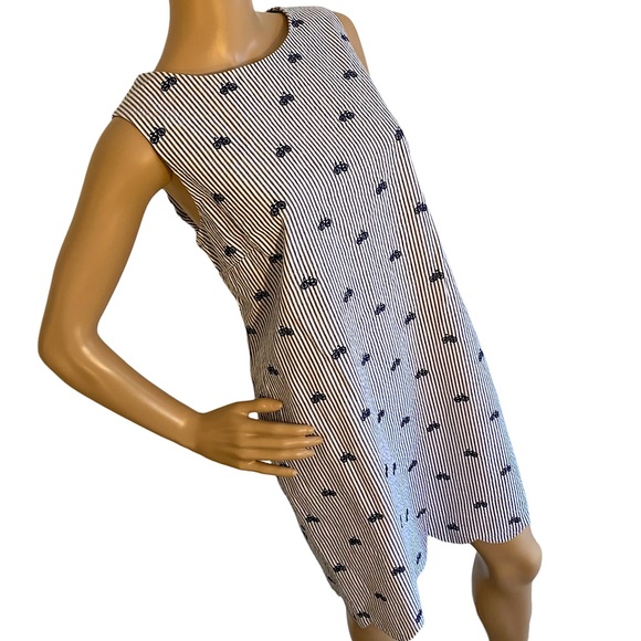 CYNTHIA ROWLEY  | BICYCLE & STRIPES SLEEVELESS SHIFT DRESS  SZ 8 - Picture 3 of 16